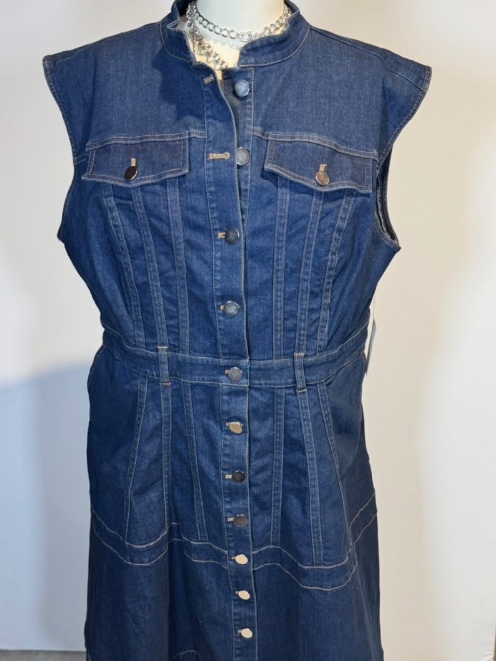 NWT Eloquii Sleeveless Denim Dress, Women's Plus Size 18 - Picture 5 of 10